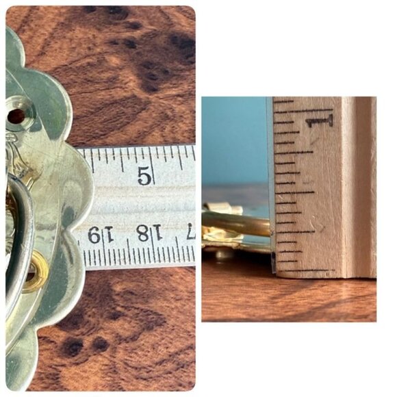 Vintage Brass Drawer Pull Handle With Floral Engraving Scalloped 4.5 Inches - Picture 7 of 7